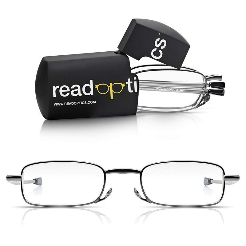 Read Optics Folding Glasses: Patented Mens/Womens Fold-Away Travel Readers in Compact Pocket Hard Case. Foldable Frame, Collapsible Telescopic Arms +1/1.50/2/ 2.5/3/ 3.5 Premium Difuzer Lenses